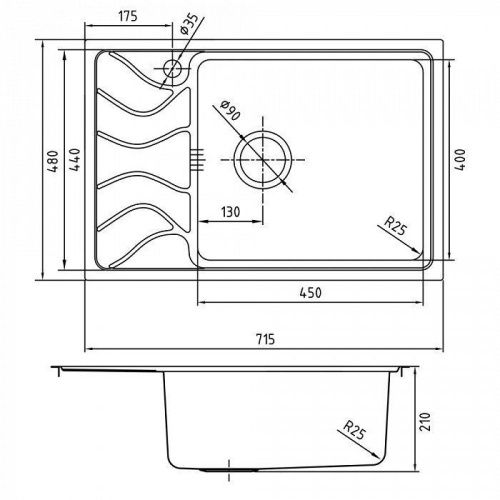 Кухонная мойка Iddis Reeva REE71SRi77 70х50 цвет хром поверхность глянцевая - фото 2