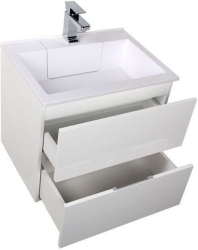 Комплект мебели: тумба с раковиной + зеркало-шкаф Aquanet Алвита 00184619 60x45x138 подвесной цвет белый - фото 5