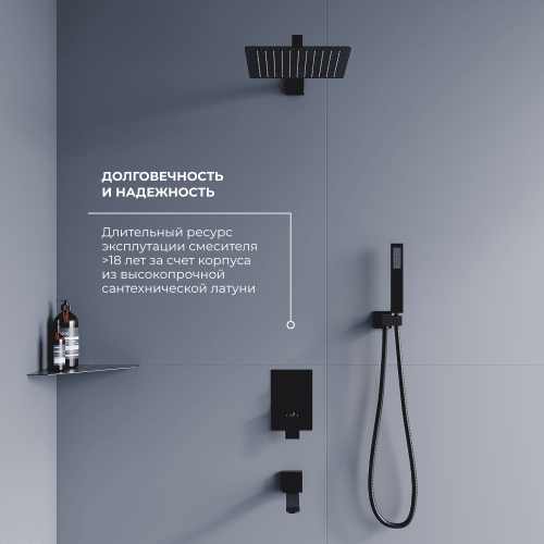 Душевая система RGW Shower Panels 51140856-04 встраиваемая в стену цвет черный - фото 2