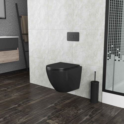 Унитаз подвесной Grossman GR-4457BMS черный с сиденьем микролифт безободковый каскадный смыв - фото 5