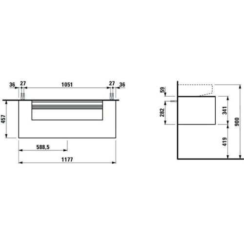 Тумба под раковину Laufen Sonar 4.0546.1.034.141.1 120х50 - фото 2