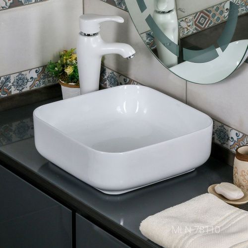 Раковина из сантехнического фарфора Melana 78110-805 40х40 накладная цвет белый без отверстий под смеситель - фото 3