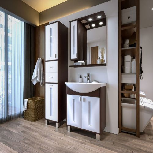 Зеркало-шкаф Бриклаер Бали 4627125411816 60х80 подвесной цвет белый/коричневый - фото 4