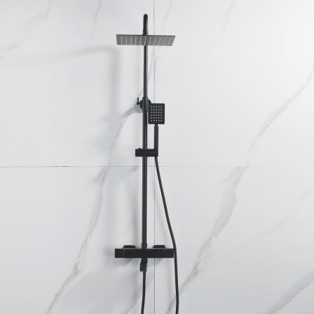 Душевая стойка Shevanik S3096H настенная цвет черный с термостатом