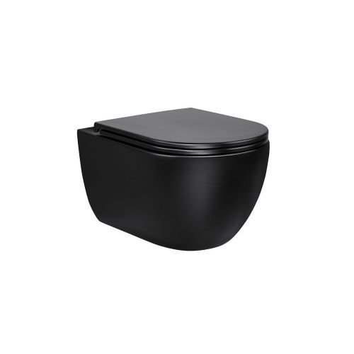 Унитаз подвесной Vincea Evo VT1-34MB черный с сиденьем микролифт безободковый душевой смыв - фото 2