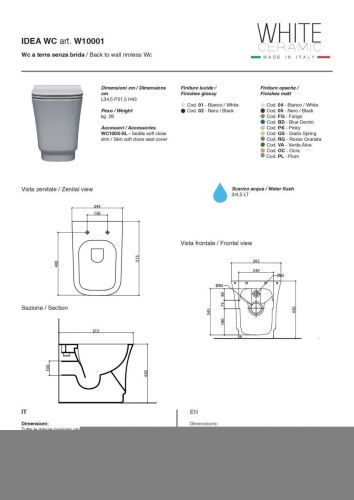 Чаша унитаза приставная White Ceramic Idea W1000105 цвет черный без сиденья безободковая - фото 3