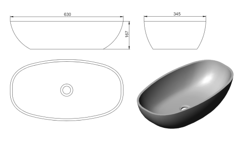 Раковина из искусственного камня Holbi TEFIA 2.02.008.44.4 60х30 накладная цвет серый - фото 2