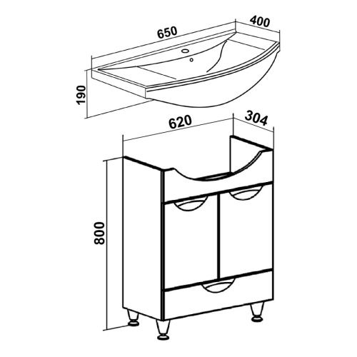 Тумба под раковину Runo БАРСЕЛОНА 00000001035 60х30 напольная цвет белый - фото 4