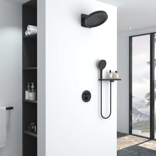 Душевая система Vincea Inspire VSFW-3I22MT3RMB встраиваемая в стену цвет черный с термостатом