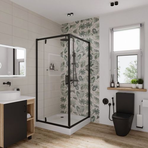 Душевой уголок Niagara Nova 68010811BLACK 90х90 стекло прозрачное профиль черный без поддона - фото 2