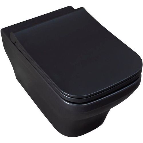 Чаша унитаза подвесная Allen Brau Infinity 4.21011.31 цвет черный без сиденья безободковая каскадный смыв - фото 2