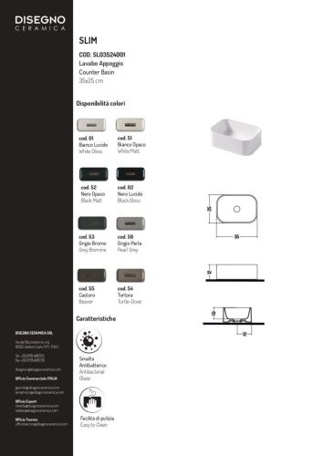 Раковина керамическая Disegno Ceramica Slim SL03524055 40х30 накладная цвет коричневый - фото 2