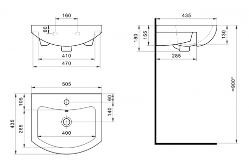 Раковина мебельная керамическая Santek Балтика 50 1.WH50.1.701 50х40 накладная цвет белый 1 отверстие под смеситель - фото 4