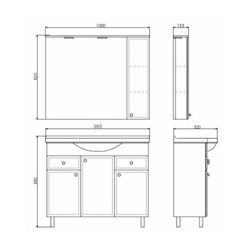 Тумба с раковиной Comforty Сочи 00004134582CF 100х50 напольная цвет белый - фото 2
