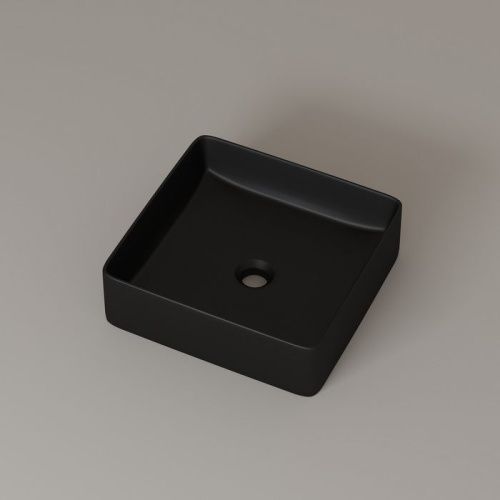 Раковина керамическая Iddis Slide SLIBM01i27 40х40 накладная цвет черный без отверстий под смеситель - фото 4