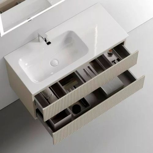 Тумба под раковину Sancos SNOB T SNT100LCE 100х40 подвесная цвет бежевый - фото 3