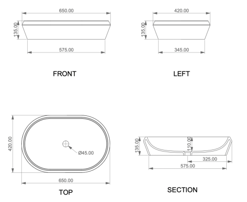 Раковина керамическая GSG Ceramic Design Cruise CRLAVOV65000 70х40 накладная цвет белый без отверстий под смеситель - фото 2