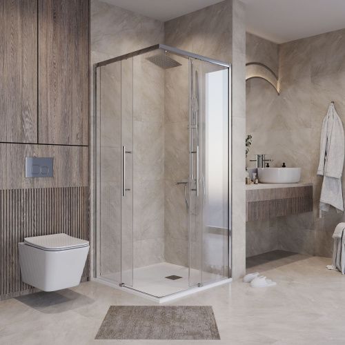 Душевой уголок Niagara Nova NG-6628-34 80х80 стекло прозрачное профиль хром без поддона - фото 3