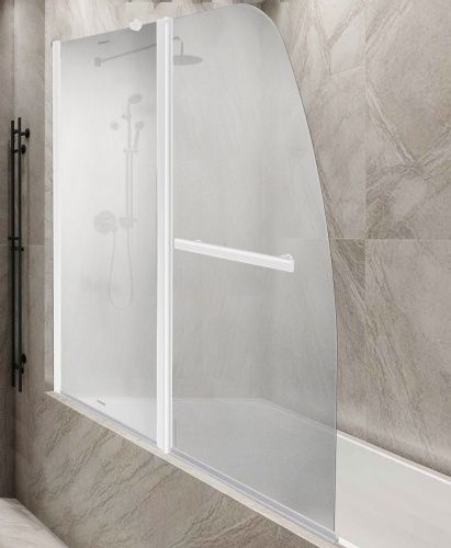 Душевая шторка на ванну Parly F03F 120х130 стекло матовое профиль белый ориентация универсальная - фото 2