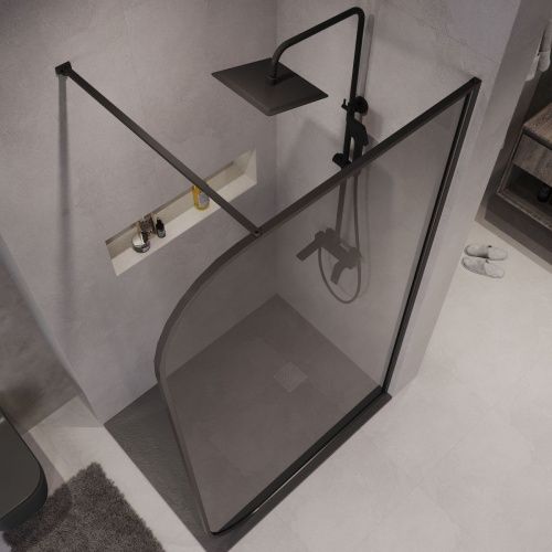 Душевая перегородка Niagara Nova NG-689-90TBLACK 90х200 стекло тонированное профиль черный - фото 5