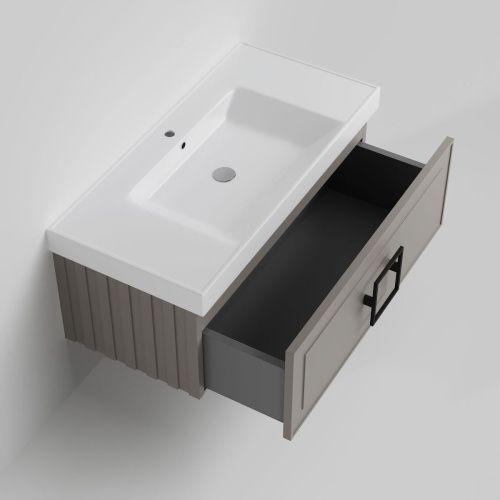 Тумба с раковиной La Fenice CUBO NFNC-01-CUB-C-100-3-100 100х50 подвесная цвет бежевый - фото 2