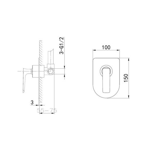 Смеситель для душа Wonzon & Woghand Shark WW-484700-CR встраиваемый в стену хром - фото 2