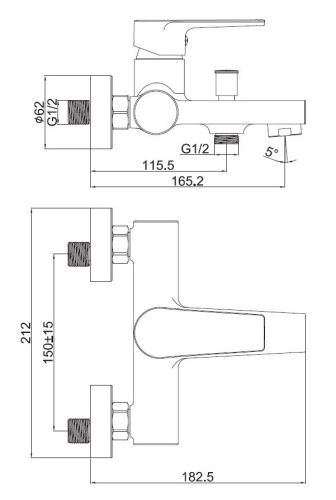 Смеситель для ванны Creavit SR2510S настенный черный - фото 2