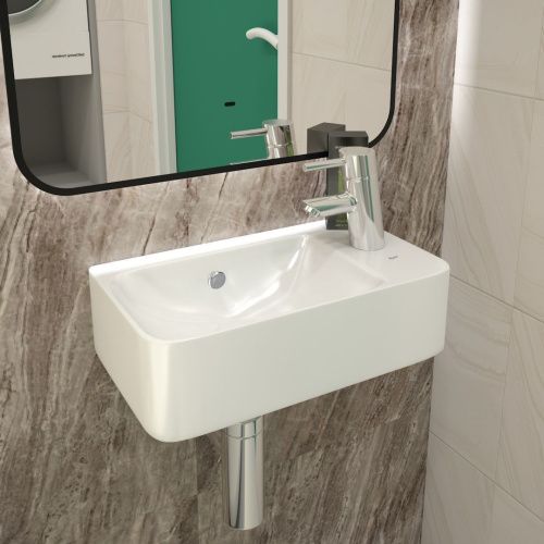 Раковина из сантехнического фарфора Teymi Hanna T50903 45х26 подвесная цвет белый 1 отверстие под смеситель - фото 5