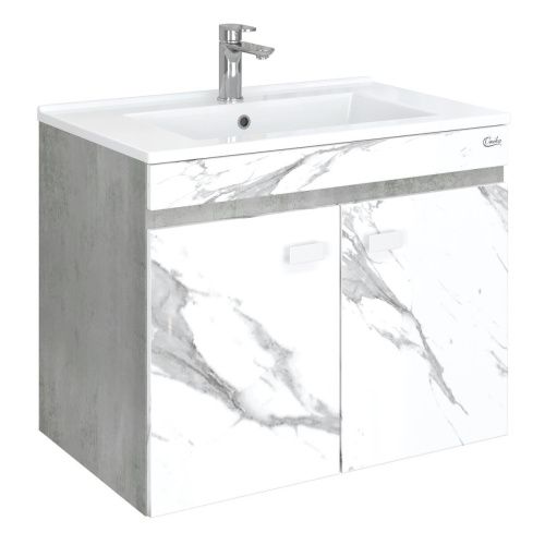 Тумба под раковину Onika Марбл 107517 80х50 подвесная цвет белый/серый
