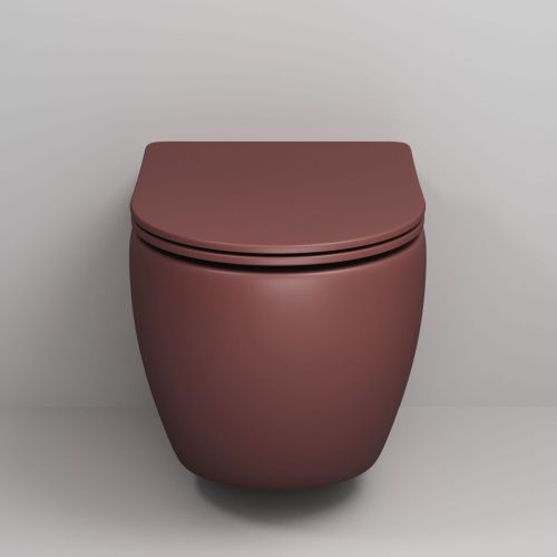 Унитаз подвесной Grossman Color GR-4411VIMS бордовый с сиденьем безободковый каскадный смыв - фото 3