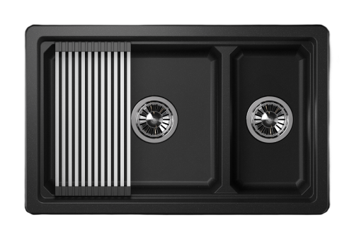 Кухонная мойка Granula Kitchen Space 7304U, ШВАРЦ 75х45 цвет черный поверхность матовая - фото 2