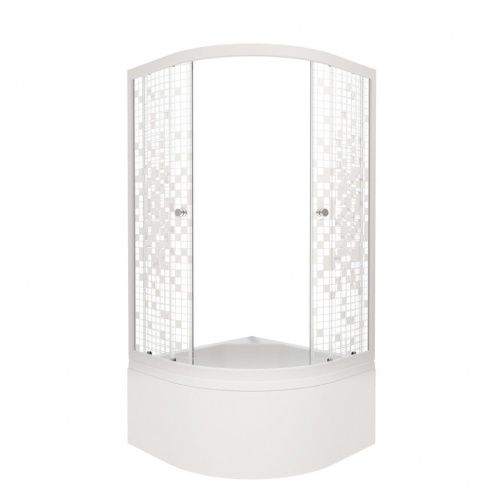 Душевой уголок Тритон Стандарт Щ0000061797 90х90 стекло с рисунком профиль белый с поддоном - фото 3