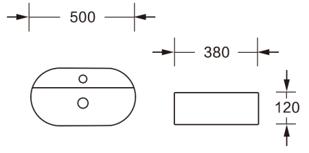 Раковина из сантехнического фарфора Milleau NUAGE MU0076-GW 50х40 накладная цвет белый без отверстий под смеситель