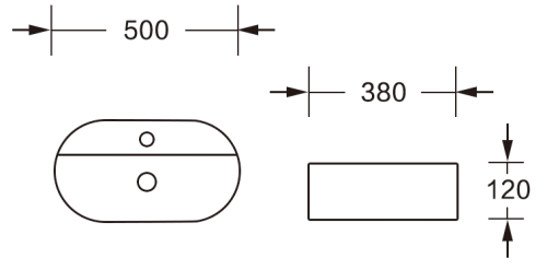 Раковина из сантехнического фарфора Milleau NUAGE MU0076-GW 50х40 накладная цвет белый без отверстий под смеситель - фото 2