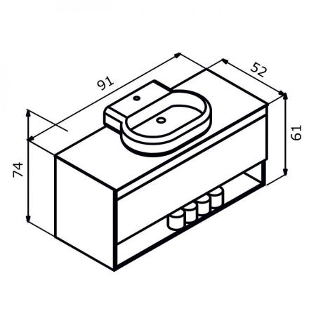 Тумба под раковину Orka Knidos 3001004 90х50 подвесная цвет бежевый