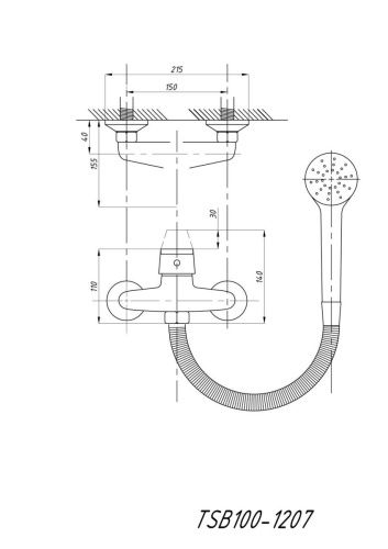 Cмеситель для ванны и душа TSARSBERG TSB-100-1207 настенный хром - фото 3