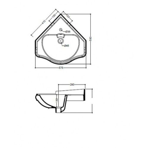 Раковина из сантехнического фарфора Kerasan Retro 103201*1 60х60 подвесная цвет белый 1 отверстие под смеситель - фото 2