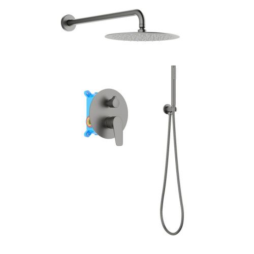 Душевая система Aquatek Бетта AQ1172BGM встраиваемая в стену цвет вороненая сталь