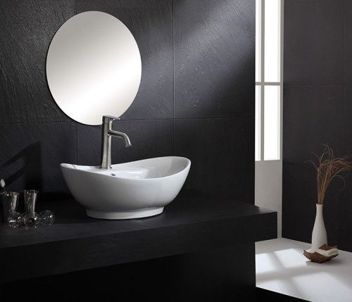 Раковина из сантехнического фаянса CeramaLux 9018 60х40 накладная цвет белый 1 отверстие под смеситель - фото 4