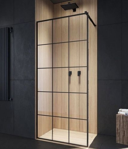 Душевой уголок Cerutti SPA MUZA T80 100х80 стекло с рисунком профиль черный без поддона - фото 5