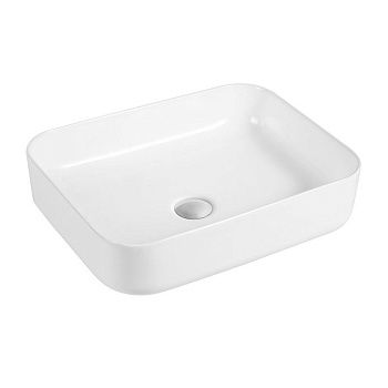Раковина из сантехнического фарфора Bond Cube S54-500 50х40 накладная цвет белый без отверстий под смеситель