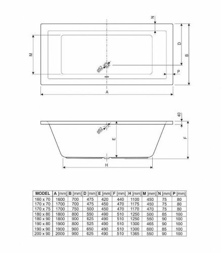 Ванна акриловая Cezares PLANE PLANE-180-80-49-W37 180х80 пристенная прямоугольная без ножек и каркаса - фото 4