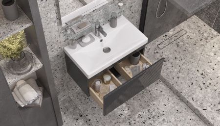 Тумба под раковину Velvex EDGE tp.EDG.9696.70.1Y графит 70х40 подвесная цвет серый