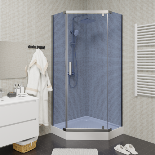 Душевой уголок Parly Z9011 90х90 стекло с рисунком профиль хром с поддоном