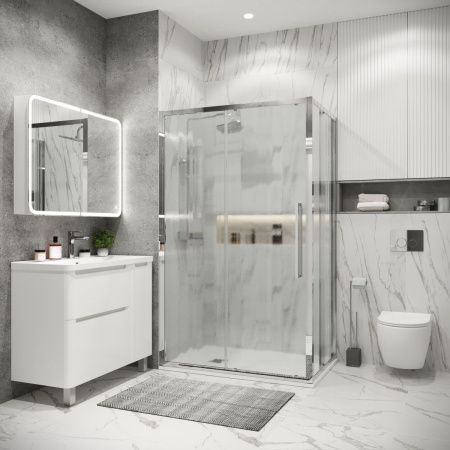 Душевой уголок Grossman Cosmo 120.K33.02.1090.10.02 100х90 стекло текстурное профиль хром без поддона