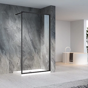 Душевая перегородка Veconi Korato KR81B-100-01-C7 100х200 стекло прозрачное профиль черный