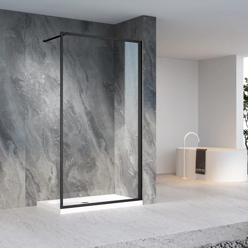 Душевая перегородка Veconi Korato KR81B-100-01-C7 100х200 стекло прозрачное профиль черный