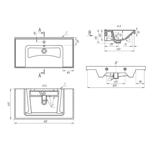 Раковина керамическая Art&Max TECHNO 641617 90х50 подвесная цвет белый - фото 4