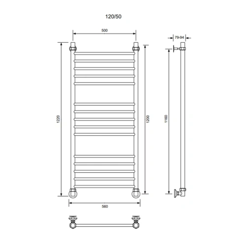 Полотенцесушитель водяной Veconi Voga V12050GR 50х120 серый - фото 3