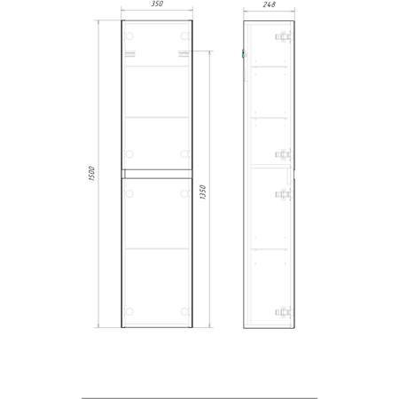 Шкаф-пенал Aqwella Y GE0535ST 40х150 подвесной цвет серый